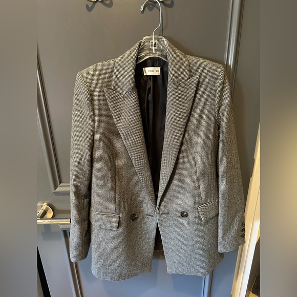 Mango Wool-Blend Gray Checkered Anna Blazer - Picture 5 of 7